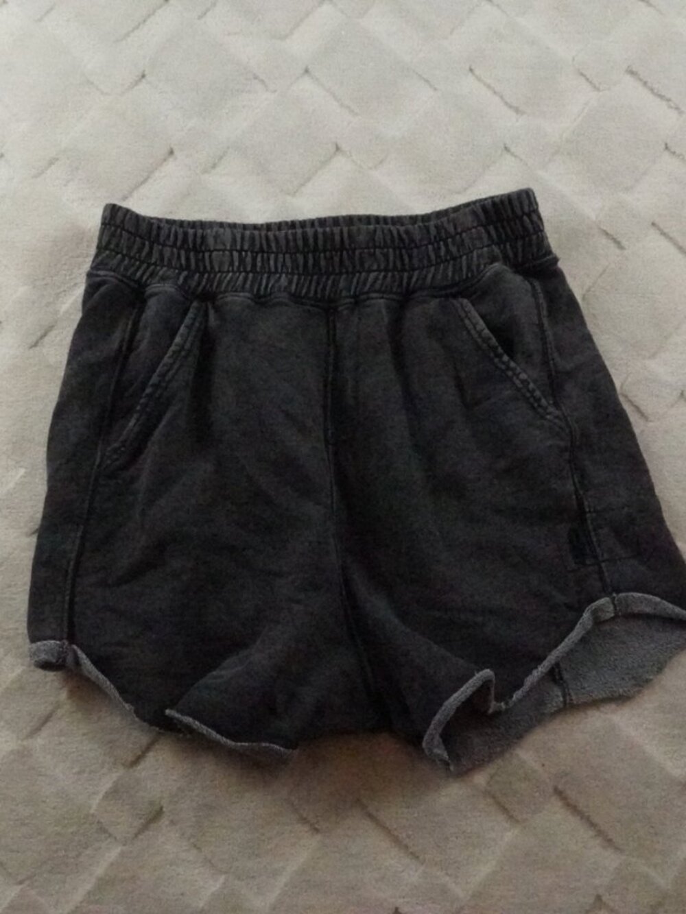 Free People High Waist Black Terry Shorts